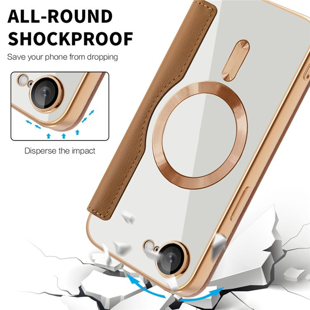 Custodia MagSafe per Apple iPhone 17e / 16e, Techsuit, SmartMag Book, Marrone