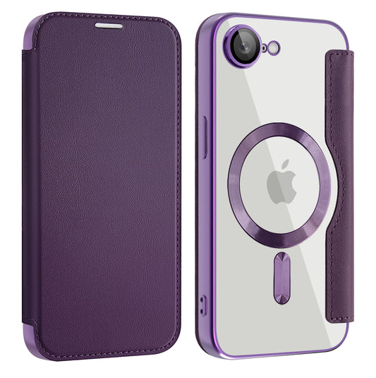 Custodia MagSafe per Apple iPhone 17e / 16e, Techsuit, SmartMag Book, Viola