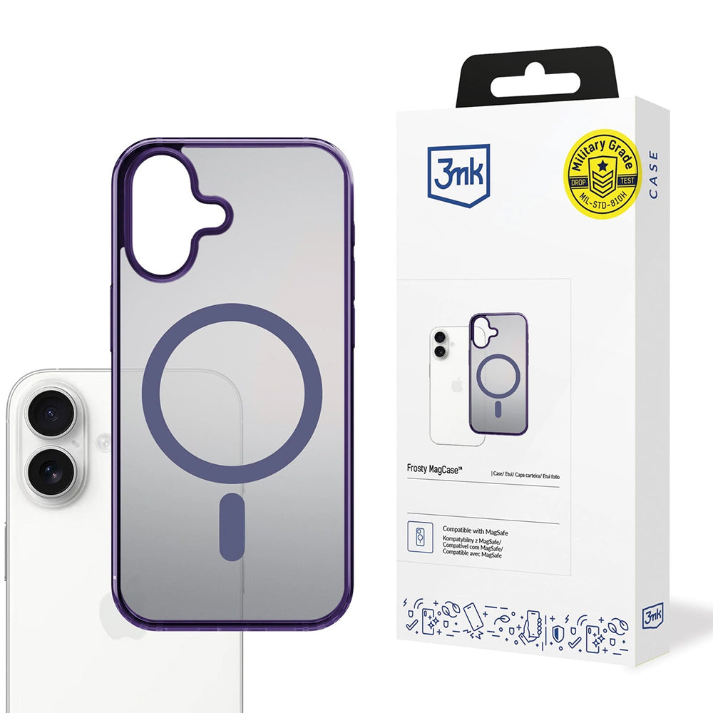 Custodia MagSafe per Apple iPhone 17, 3MK, Frosty MagCase, Viola
