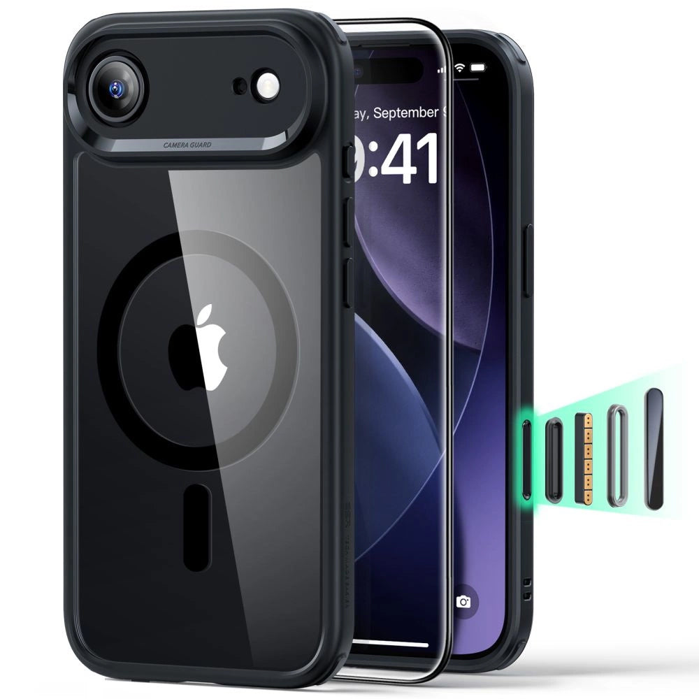 Custodia MagSafe per Apple iPhone 17 Air, ESR, Classic Hybrid con Protezione Schermo, Nera Trasparente