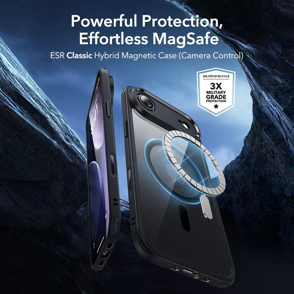 Custodia MagSafe per Apple iPhone 17 Air, ESR, Classic Hybrid con Protezione Schermo, Nera Trasparente