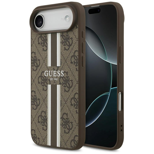 Custodia MagSafe per Apple iPhone 17 Air, Guess, 4G Printed Stripes, Marrone