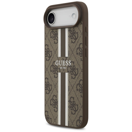 Custodia MagSafe per Apple iPhone 17 Air, Guess, 4G Printed Stripes, Marrone