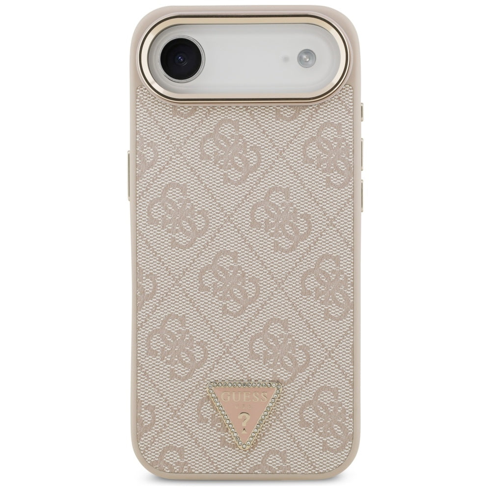 Custodia MagSafe per Apple iPhone 17 Air, Guess, Logo Triangolo 4G, Rosa Dorato