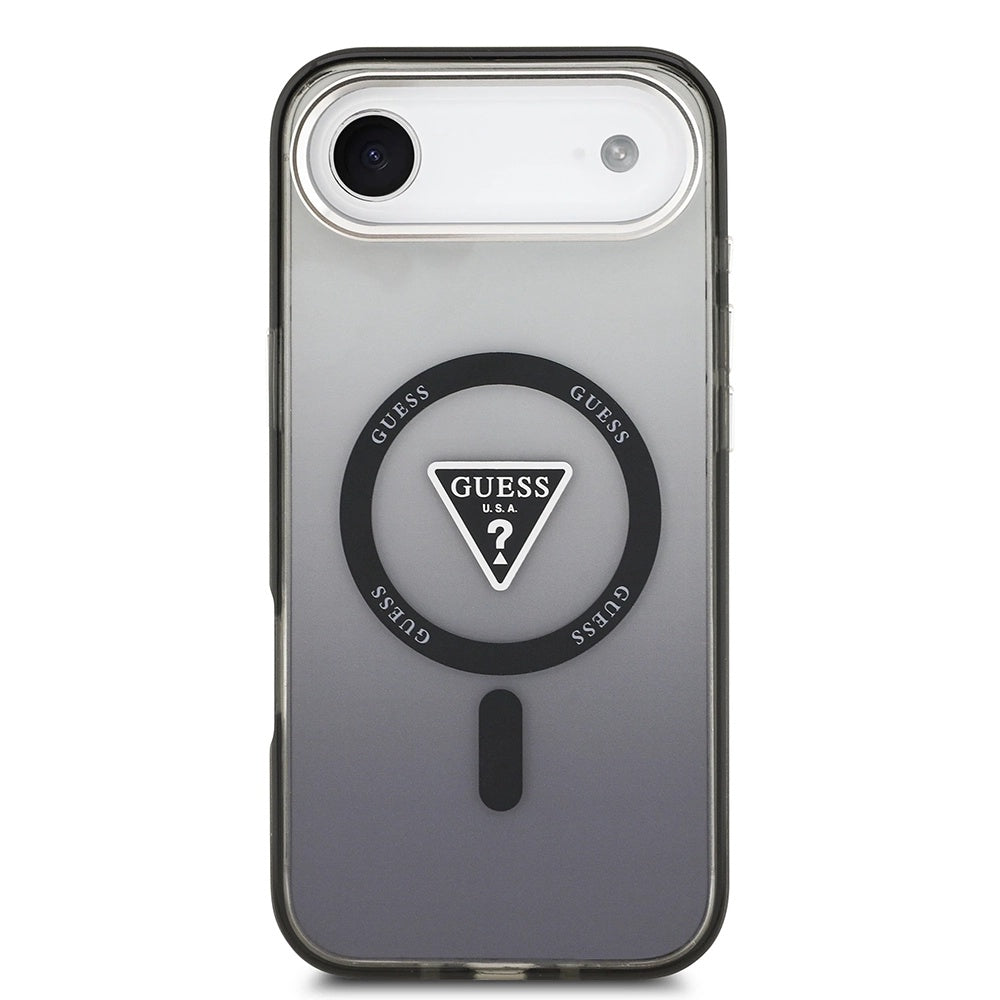 Custodia MagSafe per Apple iPhone 17 Air, Guess, Logo Triangolo Gradiente IML, Nera