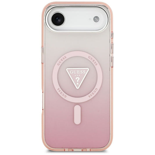 Custodia MagSafe per Apple iPhone 17 Air, Guess, Logo Triangolo Gradiente IML, Rosa