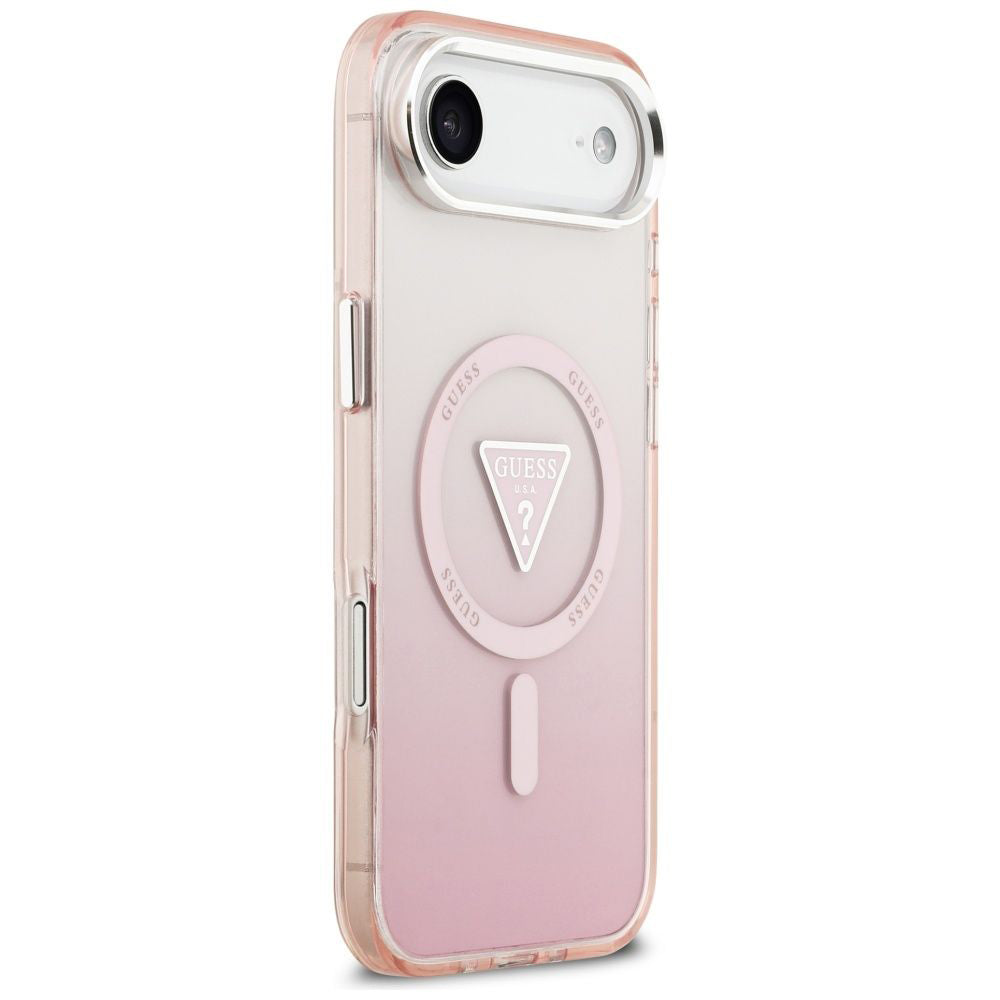 Custodia MagSafe per Apple iPhone 17 Air, Guess, Logo Triangolo Gradiente IML, Rosa