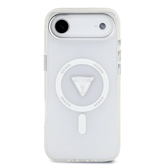 Custodia MagSafe per Apple iPhone 17 Air, Guess, Logo Triangolo Gradiente IML, Trasparente
