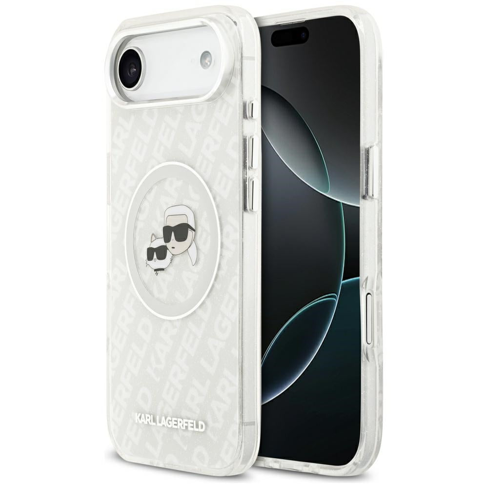 Custodia MagSafe per Apple iPhone 17 Air, Karl Lagerfeld, IML Glitter Karl & Choupette's Heads, Grigio