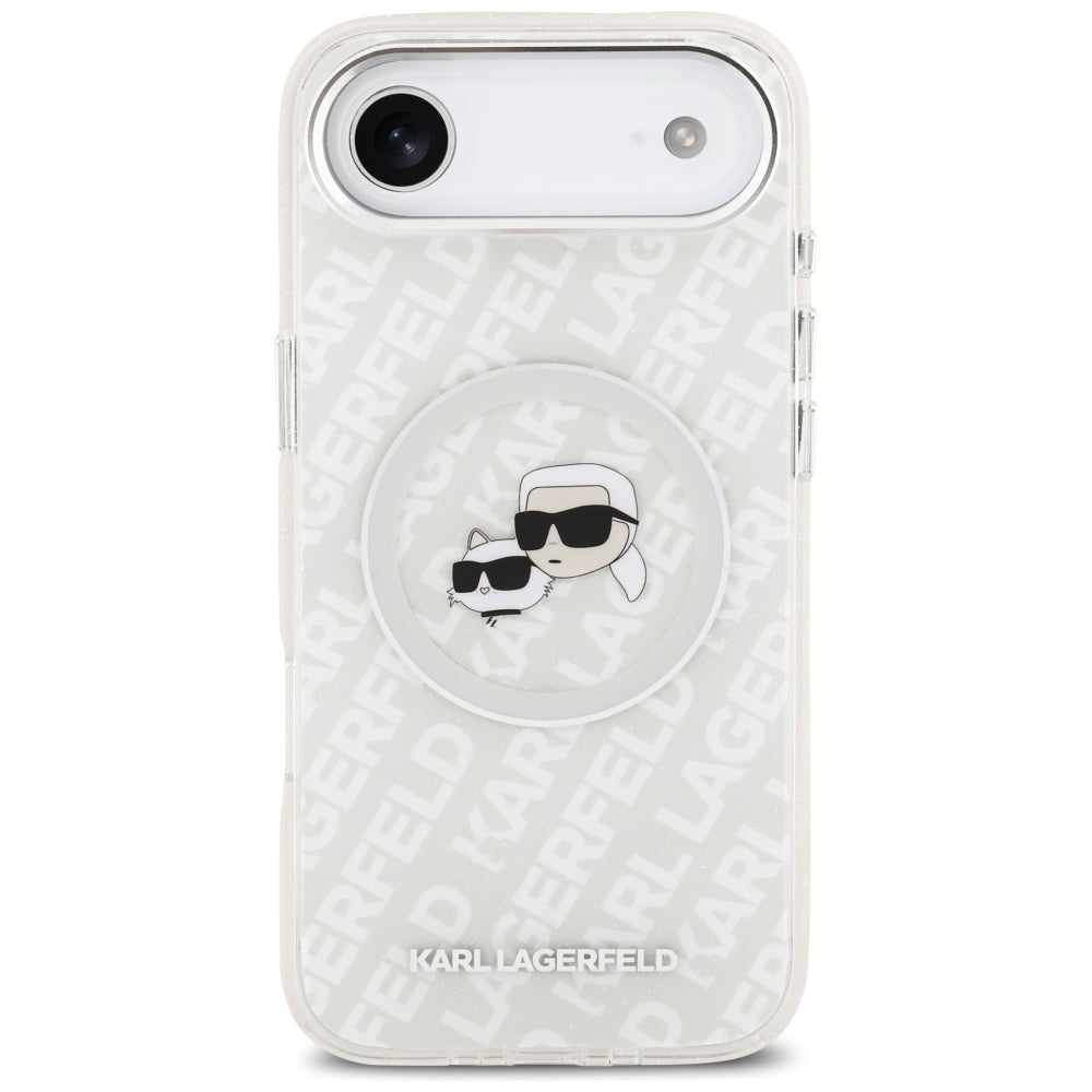 Custodia MagSafe per Apple iPhone 17 Air, Karl Lagerfeld, IML Glitter Karl & Choupette's Heads, Grigio