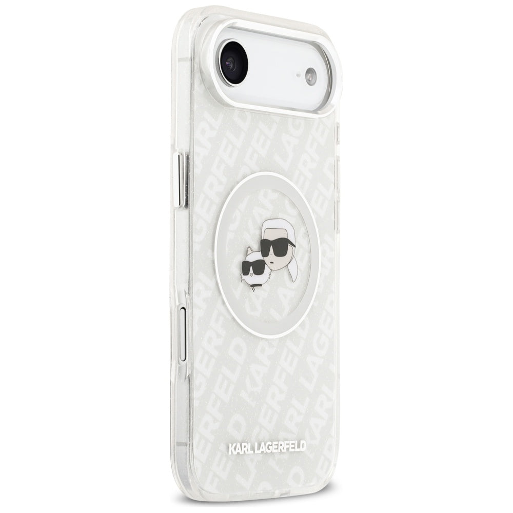 Custodia MagSafe per Apple iPhone 17 Air, Karl Lagerfeld, IML Glitter Karl & Choupette's Heads, Grigio