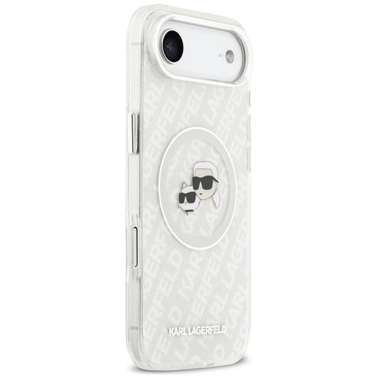 Custodia MagSafe per Apple iPhone 17 Air, Karl Lagerfeld, IML Glitter Karl & Choupette's Heads, Grigio