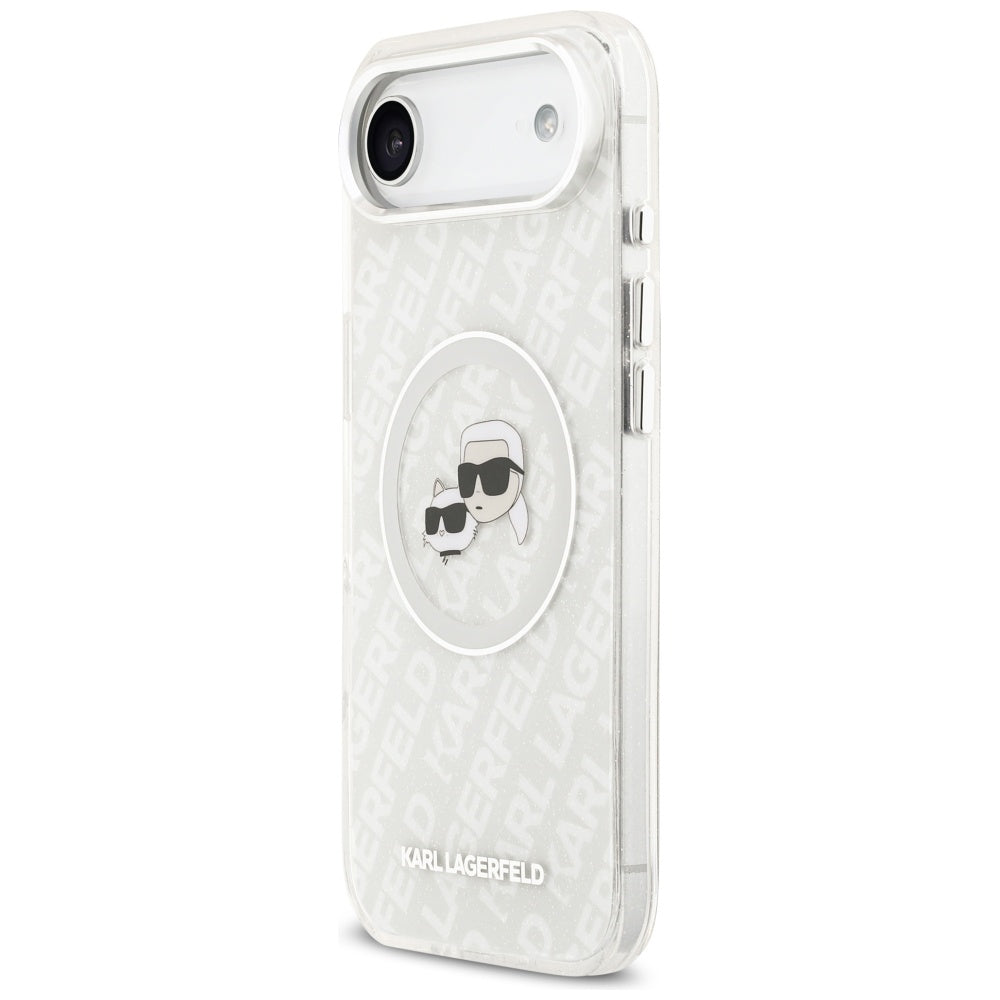 Custodia MagSafe per Apple iPhone 17 Air, Karl Lagerfeld, IML Glitter Karl & Choupette's Heads, Grigio