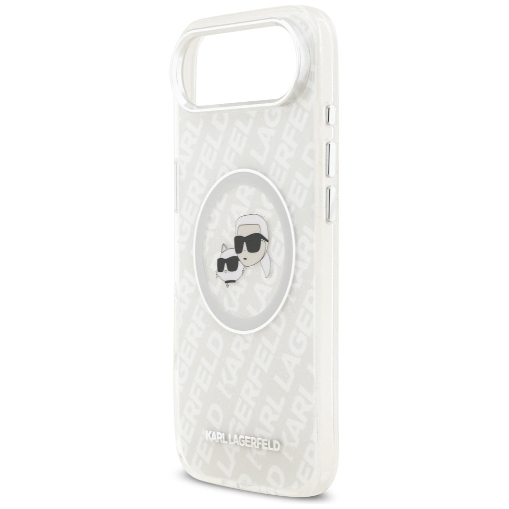 Custodia MagSafe per Apple iPhone 17 Air, Karl Lagerfeld, IML Glitter Karl & Choupette's Heads, Grigio