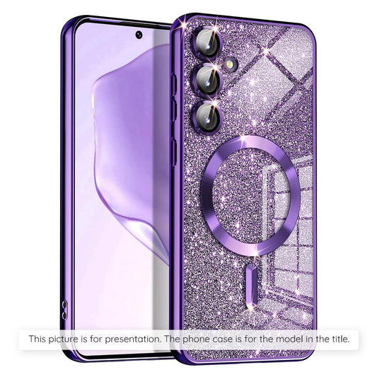 Custodia MagSafe per Apple iPhone 17 Air, Techsuit, Luxury Glitter, Viola Scuro