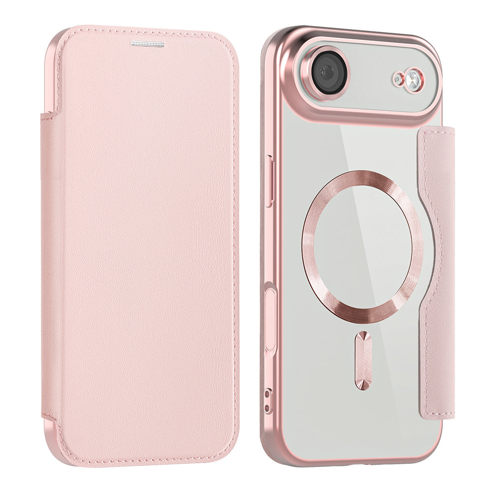 Custodia MagSafe per Apple iPhone 17 Air, Techsuit, SmartMag Book, Rosa