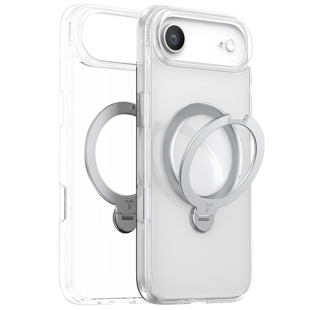 Custodia MagSafe per Apple iPhone 17 Air, Torras, Ostand Spin, Trasparente