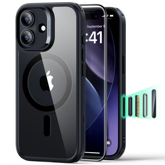 Custodia MagSafe per Apple iPhone 17, ESR, Classic Hybrid con Protezione Schermo, Nera Trasparente