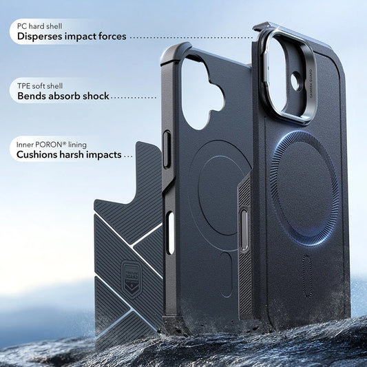 Custodia MagSafe per Apple iPhone 17, ESR, Cyber Armor Kickstand, Nera