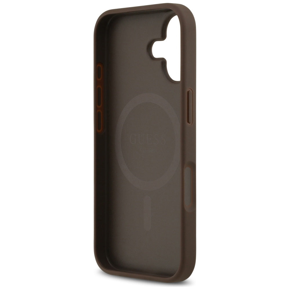 Custodia MagSafe per Apple iPhone 17, Guess, 4G Circle Classic Logo, Marrone