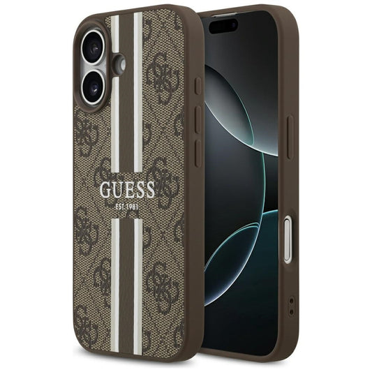 Custodia MagSafe per Apple iPhone 17, Guess, 4G Printed Stripes, Marrone