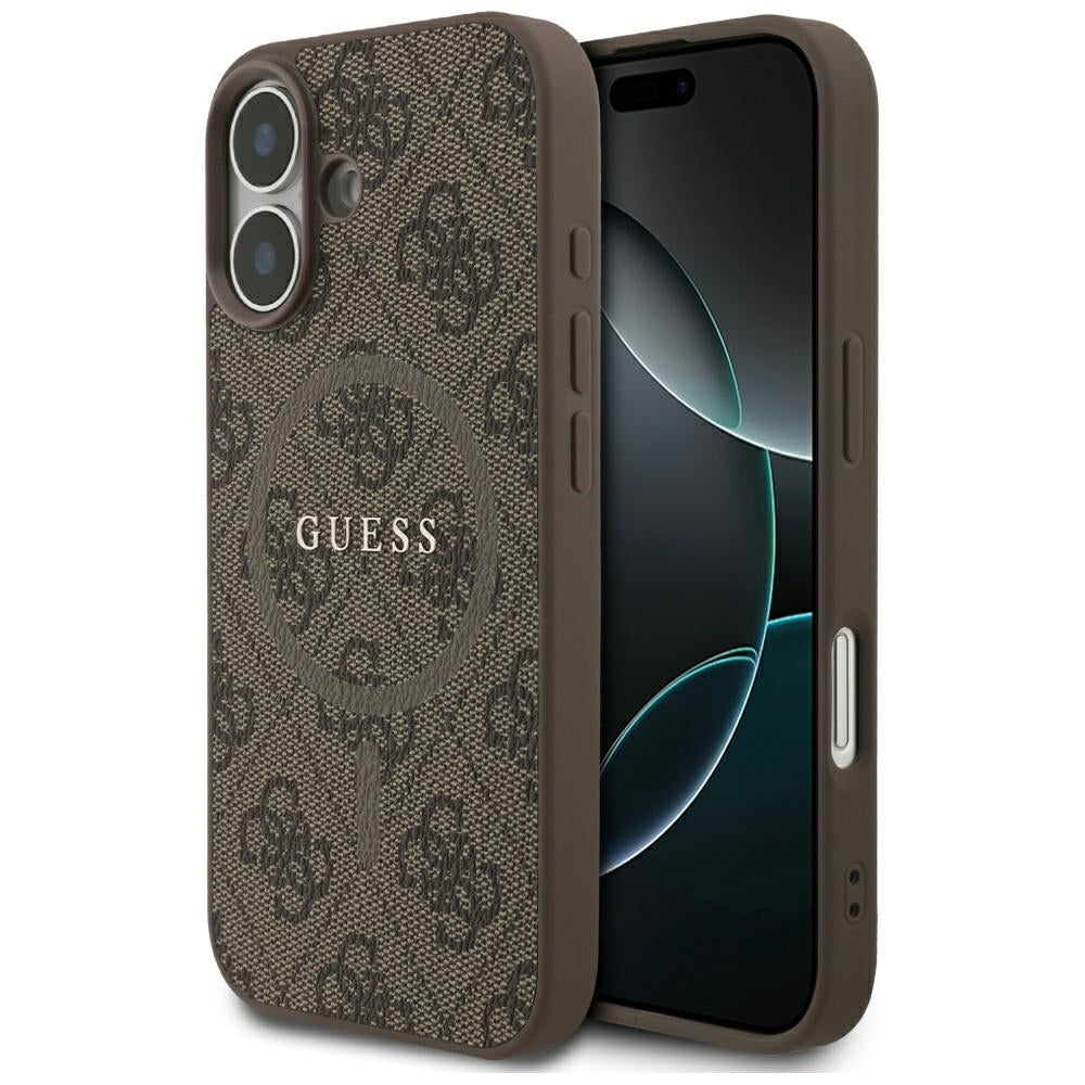 Custodia MagSafe per Apple iPhone 17, Guess, 4G Ring Classic Logo, Marrone