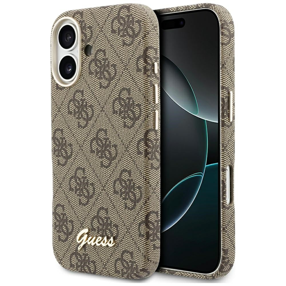 Custodia MagSafe per Apple iPhone 17, Guess, 4G Script Logo, Marrone