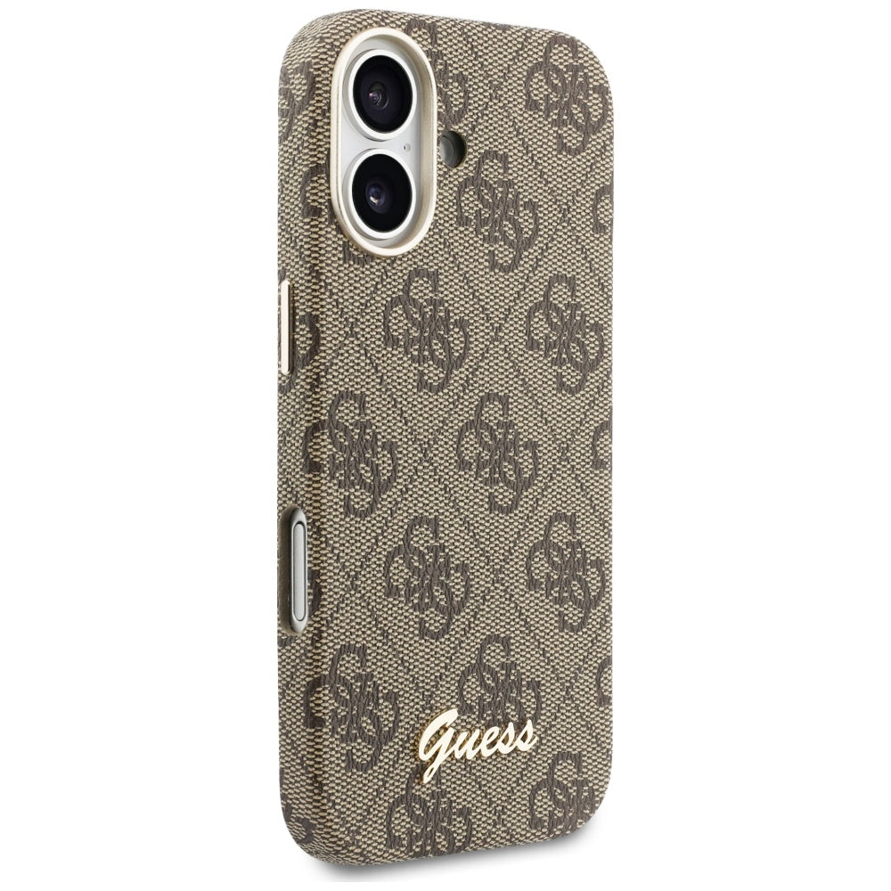 Custodia MagSafe per Apple iPhone 17, Guess, 4G Script Logo, Marrone