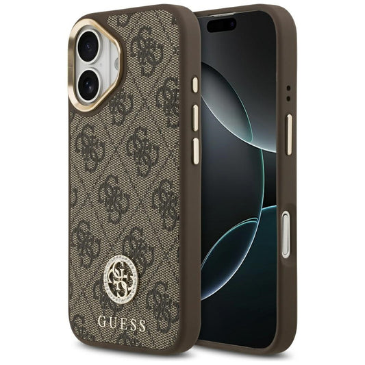 Custodia MagSafe per Apple iPhone 17, Guess, 4G Strass Logo, Marrone
