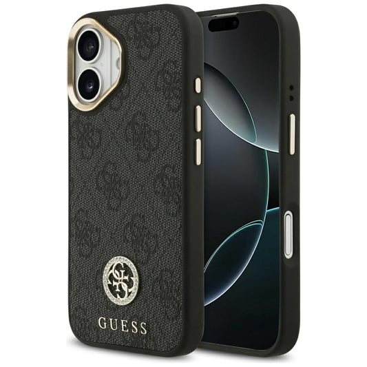Custodia MagSafe per Apple iPhone 17, Guess, 4G Strass Logo, Nera