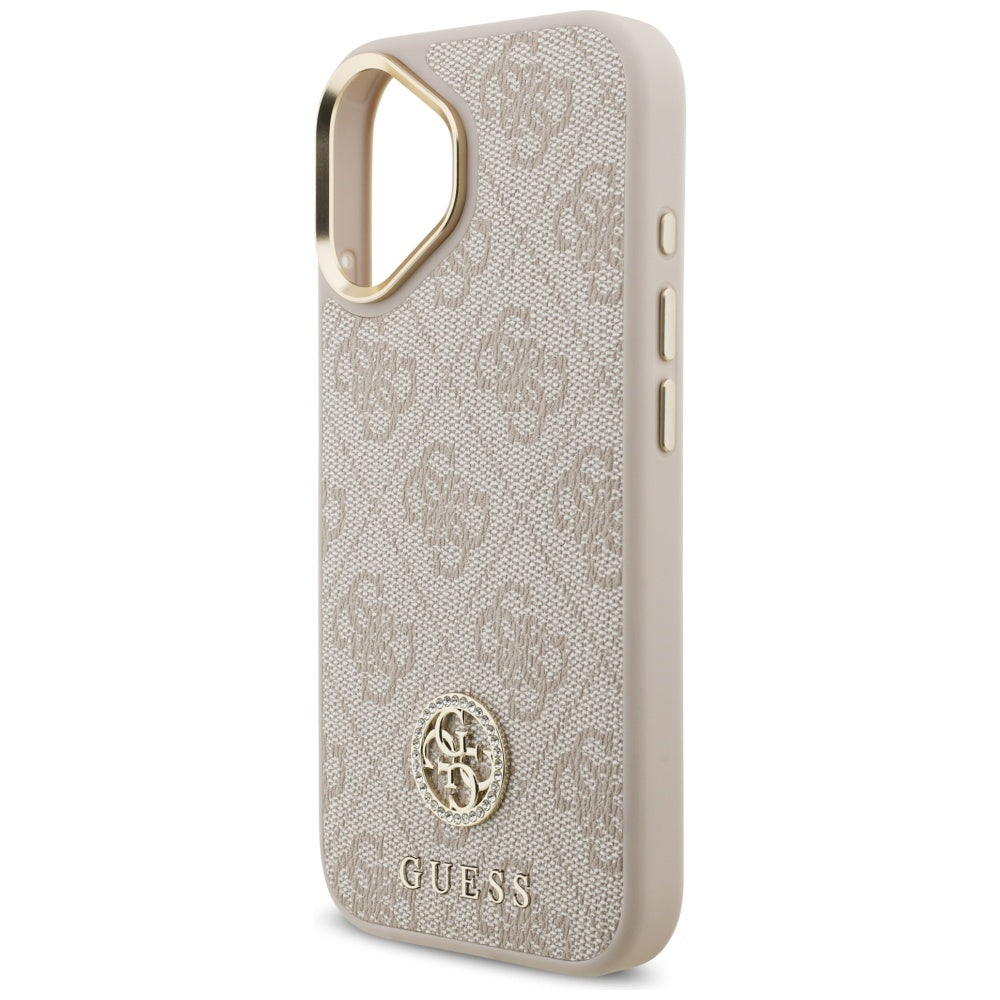 Custodia MagSafe per Apple iPhone 17, Guess, 4G Strass Logo, Rosa