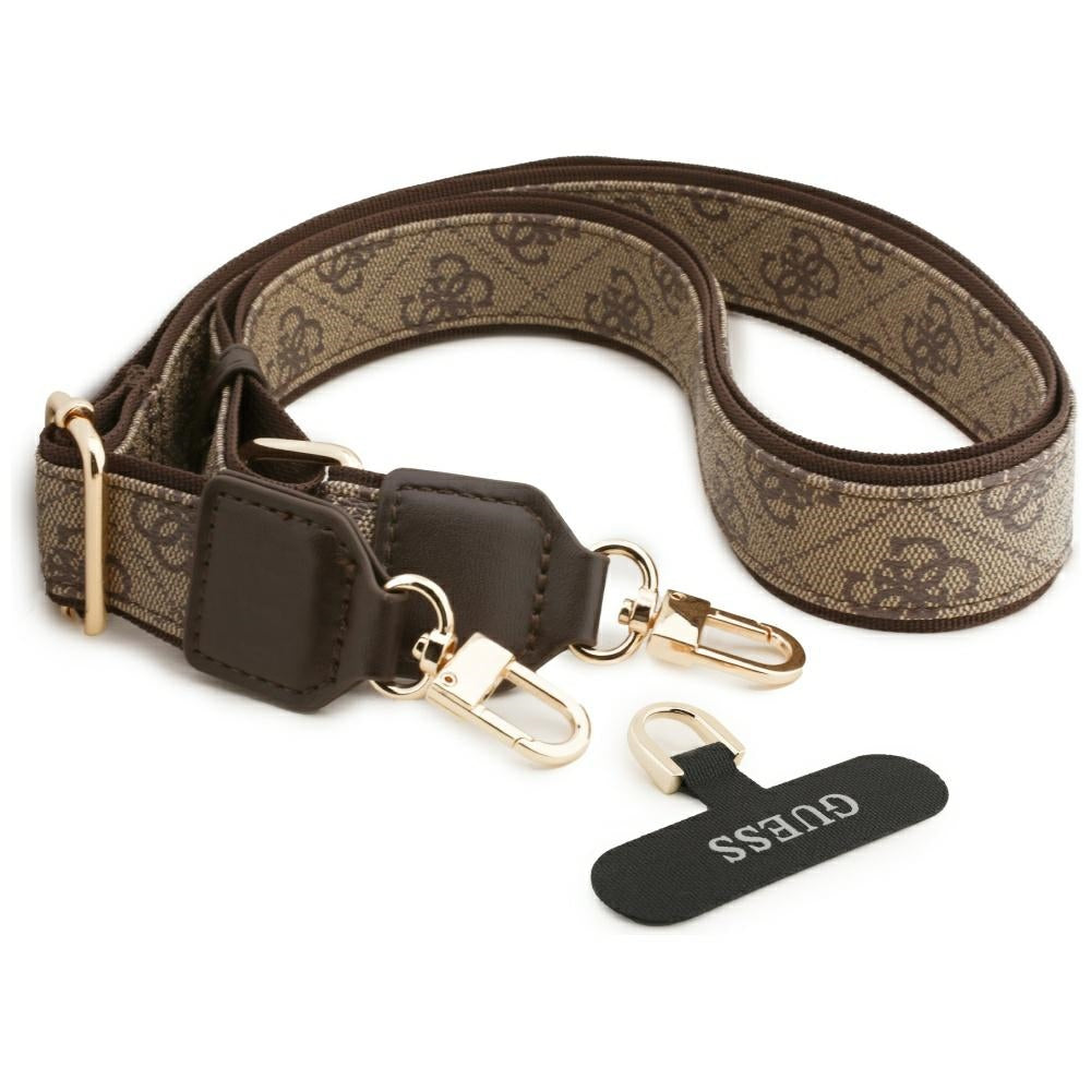Custodia MagSafe per Apple iPhone 17, Guess, 4G Strass Logo con Cinturino Grande, Marrone