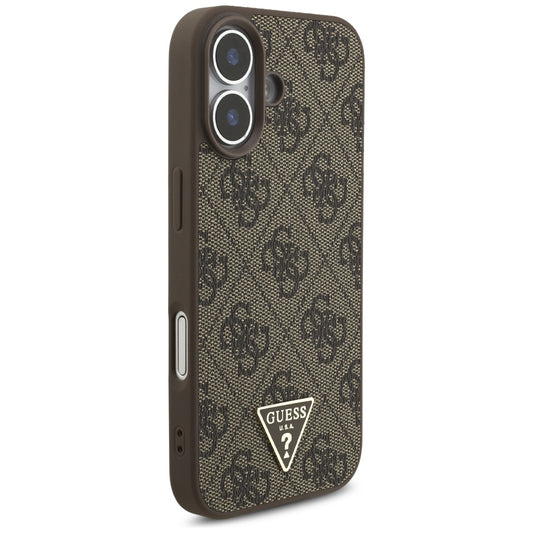 Custodia MagSafe per Apple iPhone 17, Guess, 4G Triangle Logo Cord Strap, Marrone