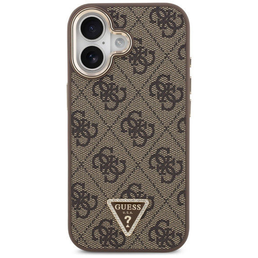 Custodia MagSafe per Apple iPhone 17, Guess, Logo Triangolo 4G, Marrone Dorato