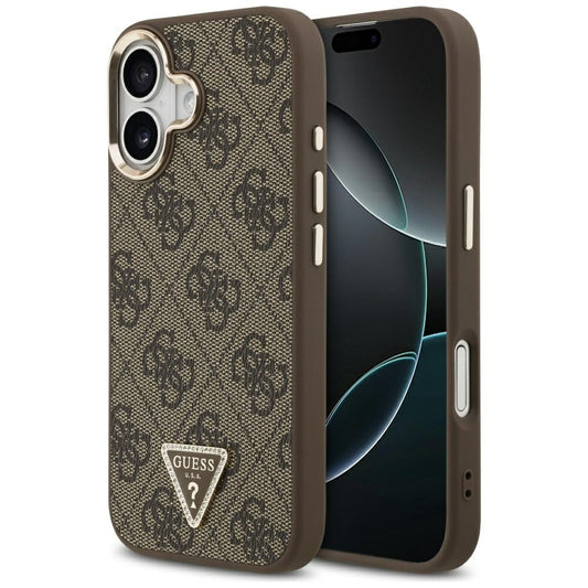 Custodia MagSafe per Apple iPhone 17, Guess, Logo Triangolo 4G, Marrone Dorato