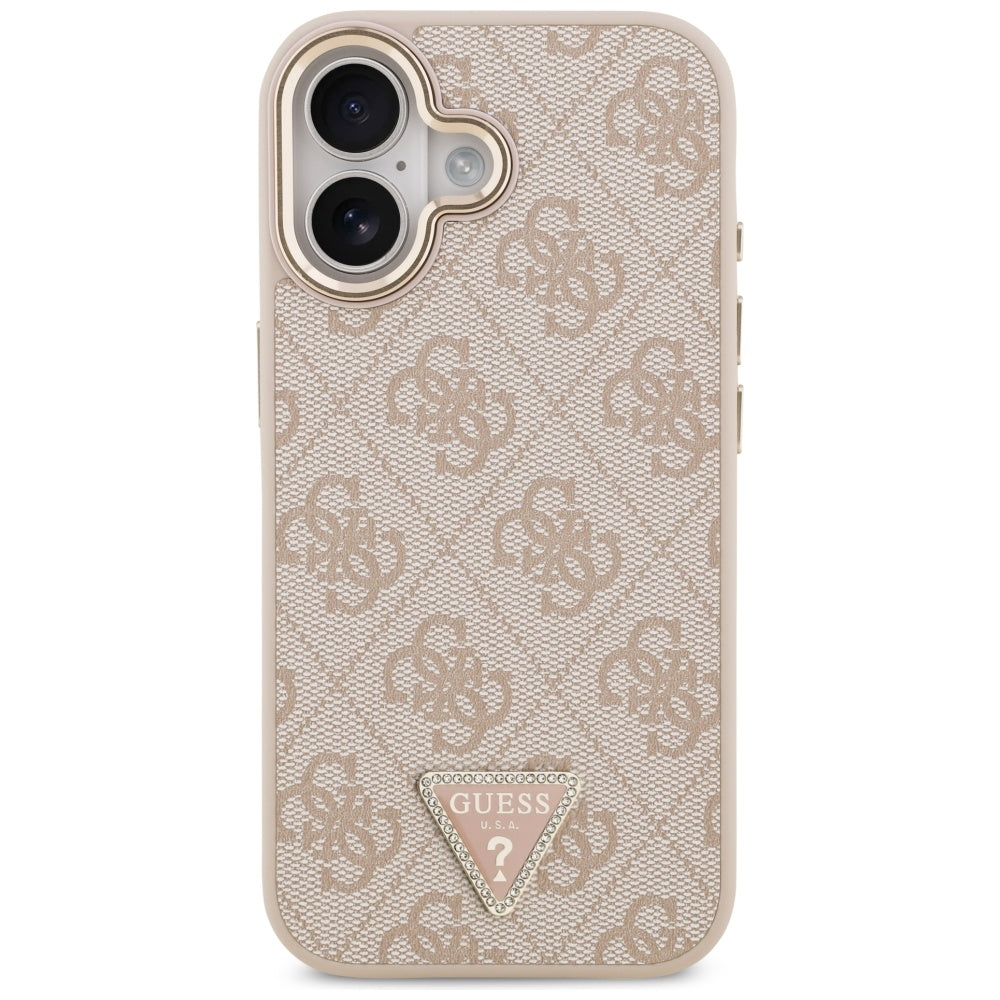 Custodia MagSafe per Apple iPhone 17, Guess, Logo Triangolo 4G, Rosa Dorato