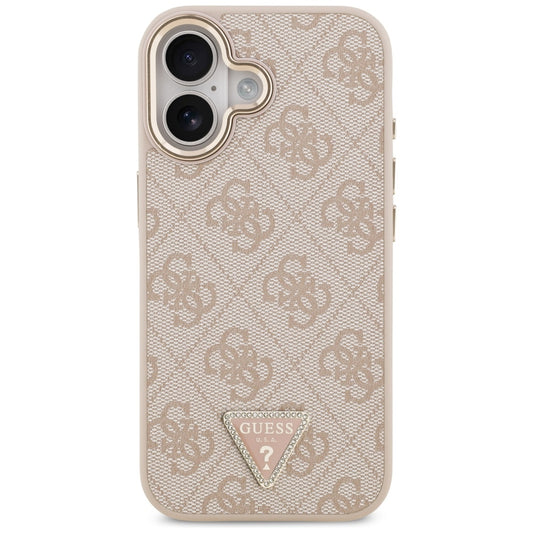 Custodia MagSafe per Apple iPhone 17, Guess, Logo Triangolo 4G, Rosa Dorato