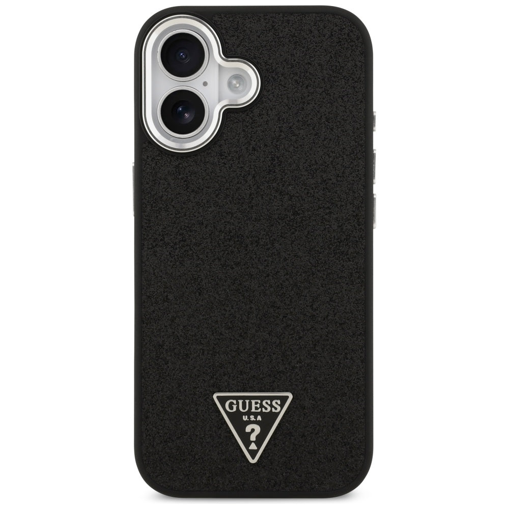 Custodia MagSafe per Apple iPhone 17, Guess, Glitter Triangle Logo, Nera