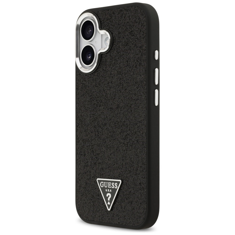Custodia MagSafe per Apple iPhone 17, Guess, Glitter Triangle Logo, Nera