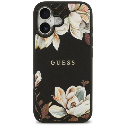 Custodia MagSafe per Apple iPhone 17, Guess, Grained Flowers, Nera