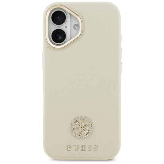 Custodia MagSafe per Apple iPhone 17, Guess, Grained Strass Logo, Beige