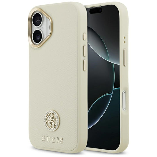 Custodia MagSafe per Apple iPhone 17, Guess, Grained Strass Logo, Beige