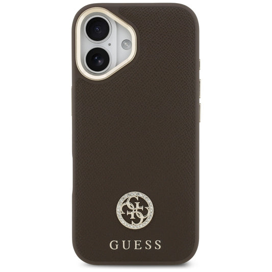Custodia MagSafe per Apple iPhone 17, Guess, Grained Strass Logo, Marrone
