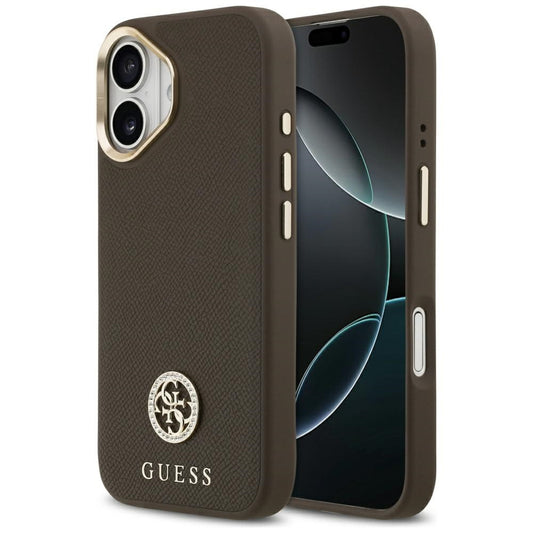 Custodia MagSafe per Apple iPhone 17, Guess, Grained Strass Logo, Marrone