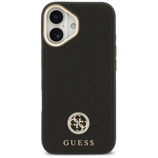 Custodia MagSafe per Apple iPhone 17, Guess, Grained Strass Logo, Nera