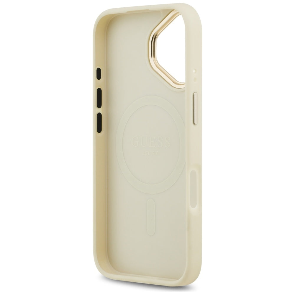 Custodia MagSafe per Apple iPhone 17, Guess, Peony Hot Stamp, Beige