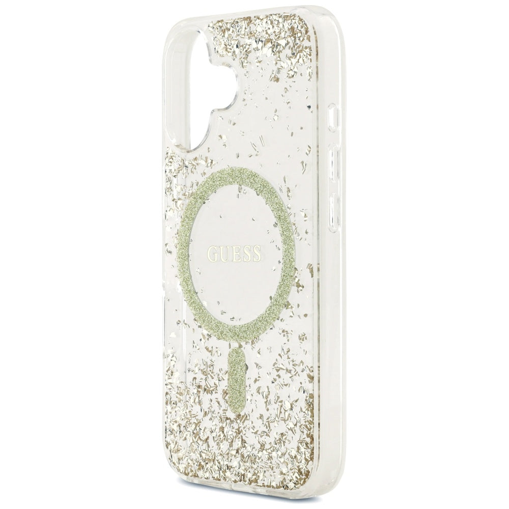 MagSafe Case for Apple iPhone 17, Guess, Resin Bottom Glitter, Gold