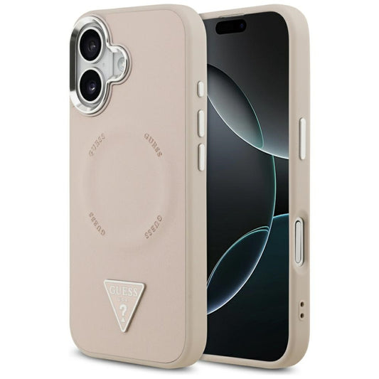 Custodia MagSafe per Apple iPhone 17, Guess, Logo Triangolo, Rosa Argento