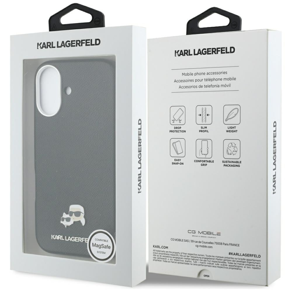 MagSafe Case for Apple iPhone 17, Karl Lagerfeld, Karl & Choupette Head's Pin, Black