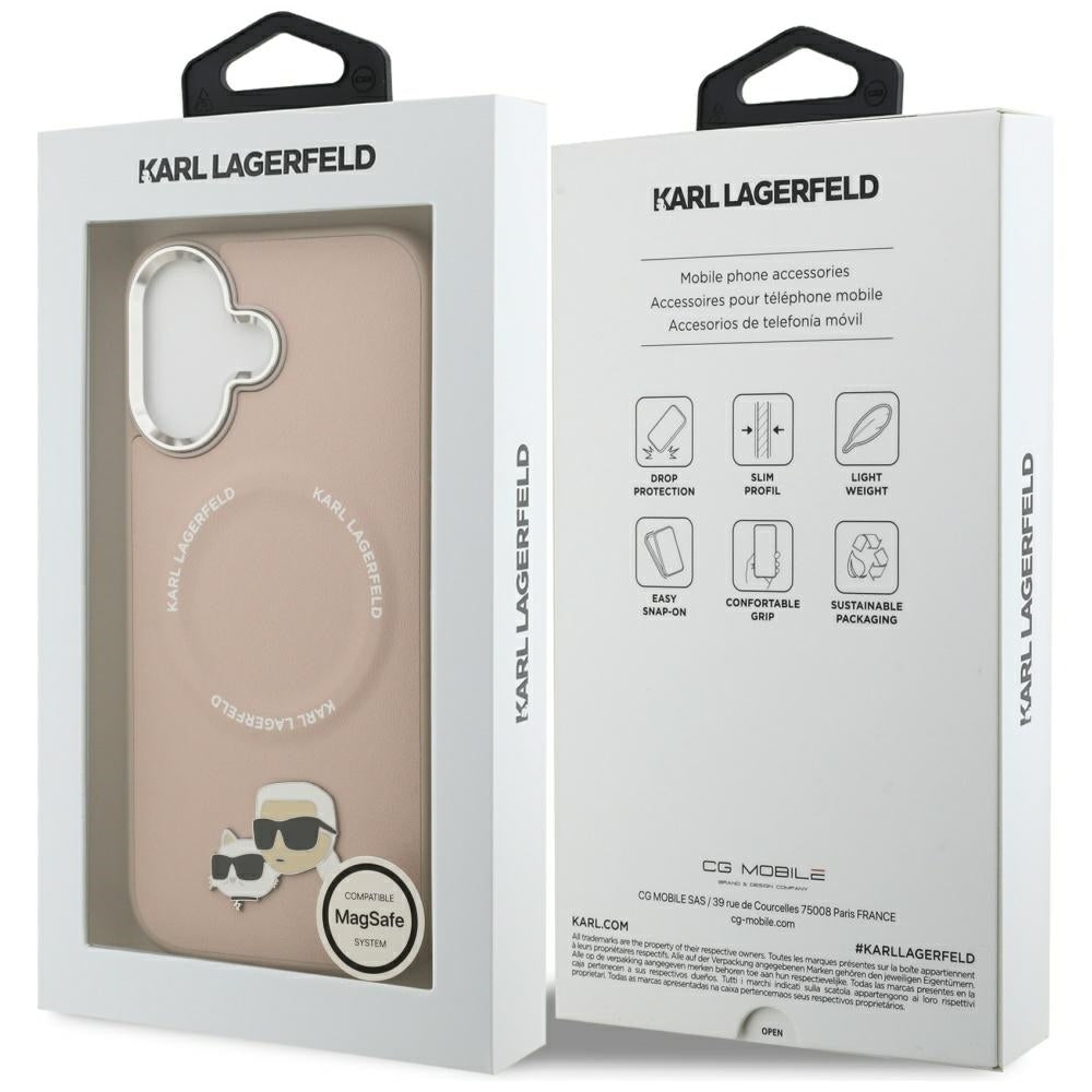 Custodia MagSafe per Apple iPhone 17, Karl Lagerfeld, Karl & Choupette Pins, Rosa